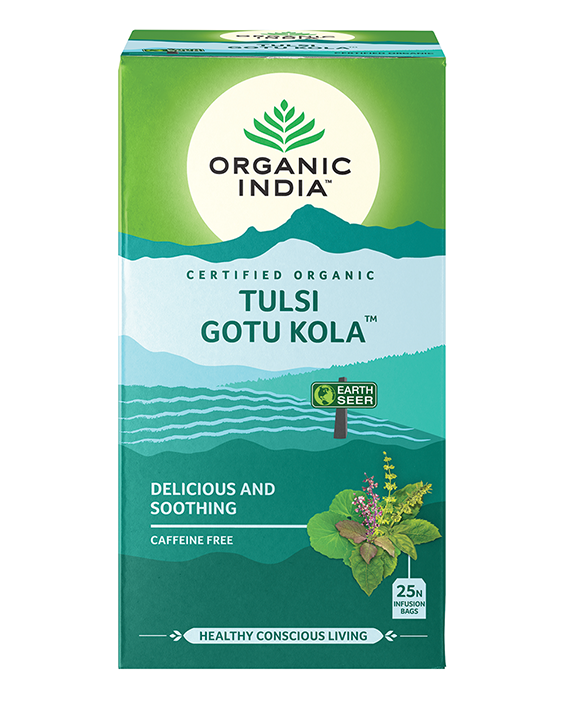 Organic India Tulsi Gotu Kola, Tulsi tea, organic tea, tulsi, herbal tea, herbal infusions, sleep tea, turmeric tea, ashwagandha, holy basil, holy basil tea, green tea, lemon ginger tea, tea for sleep, moringa, ORGANIC INDIA, ORGANIC INDIA Australia, herbal supplements