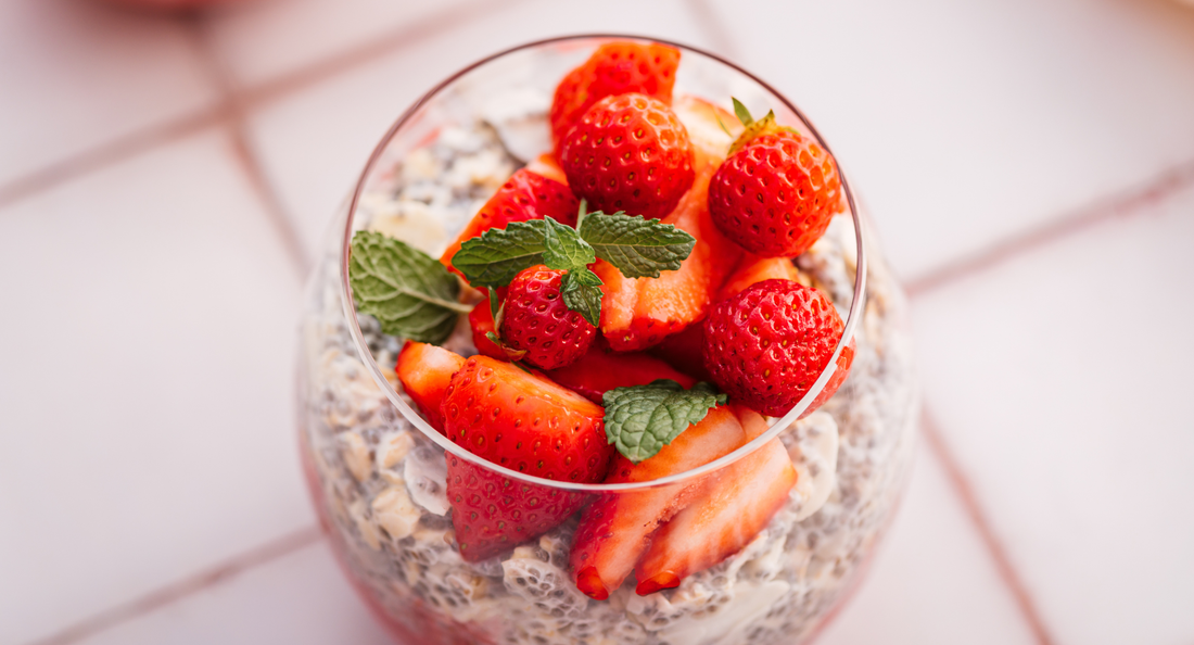 Tulsi Sweet Rose Strawberry Chia Pudding