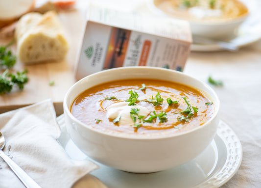 Carrot Sweet Potato Soup with Turmeric and Ginger
