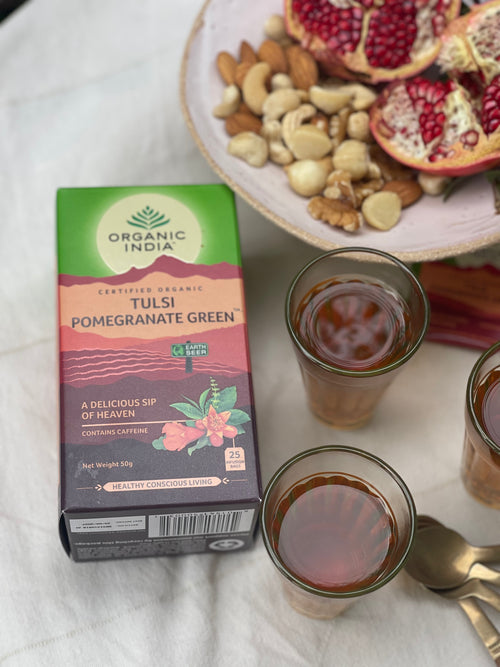 Tulsi Pomegranate Green organicindiaau Certified Organic Herbal Teas and Supplements