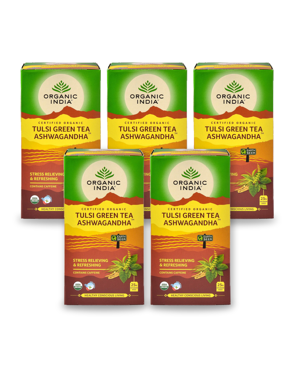 Tulsi Green Tea Ashwagandha Bundle (5 Packs) - 5 packs