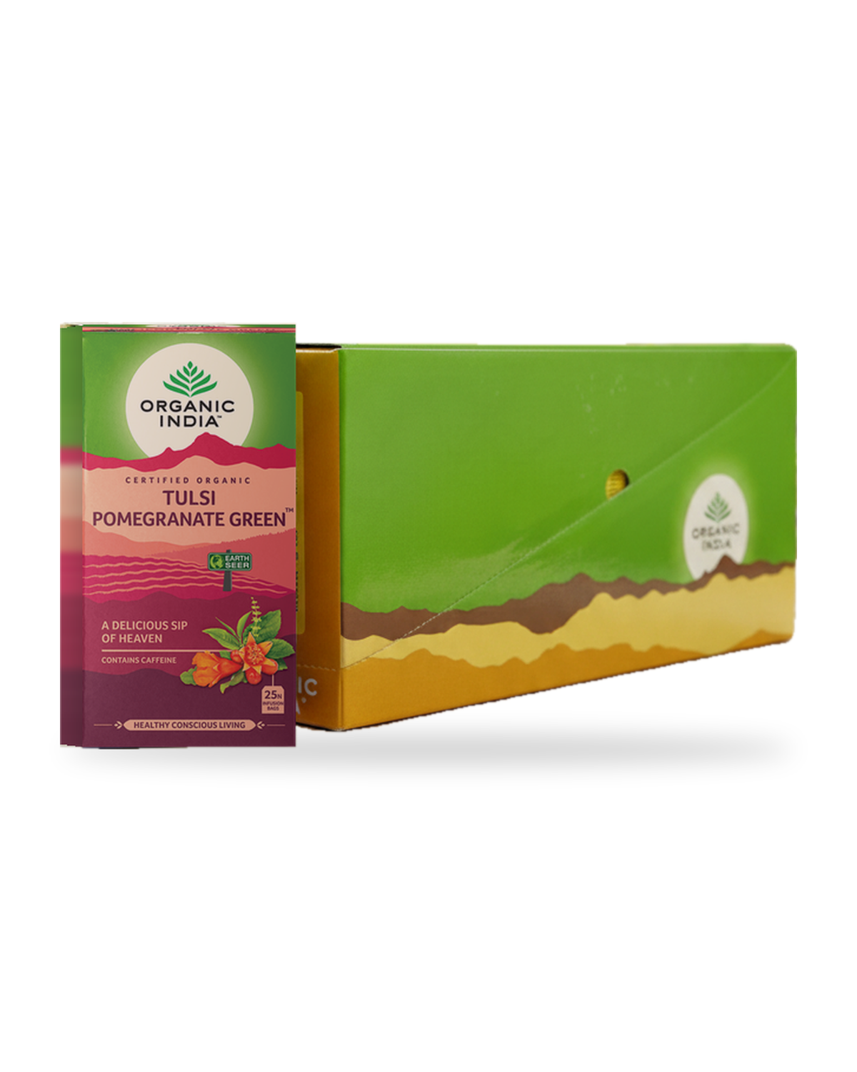 Tulsi Pomegranate Green Bundle (5 Packs) on white
